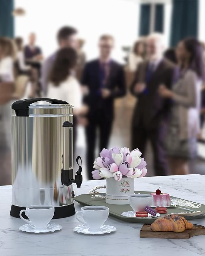 GarveeHome 120 Cups Coffee Urn,18 L/4.8 gal Commerical Coffee Maker for Buffet Catering Wedding Gathering,Large Capacity Hot Coffee Dispenser,Stainless Steel Hot Water Urn