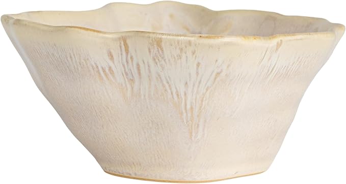 Creative Co-Op Oyster Shaped Stoneware Bowl, Cream