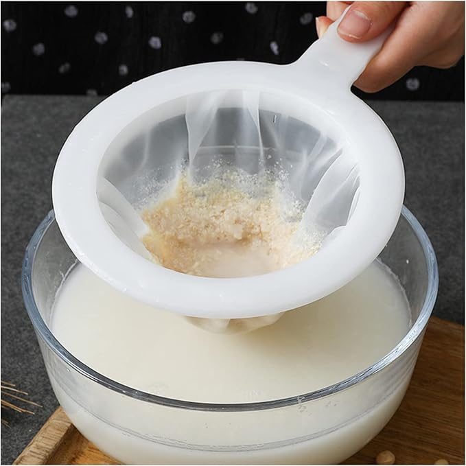 Kitchen Ultra-Fine Nylon Mesh Strainer 5.51 Inch, Plastic Sieve Fine Mesh with Handle Kitchen Tool For Soy Milk, Coffee, Milk, Yogurt, Juice,Tea Leaf Filter, Honey, Wine (100 mesh)