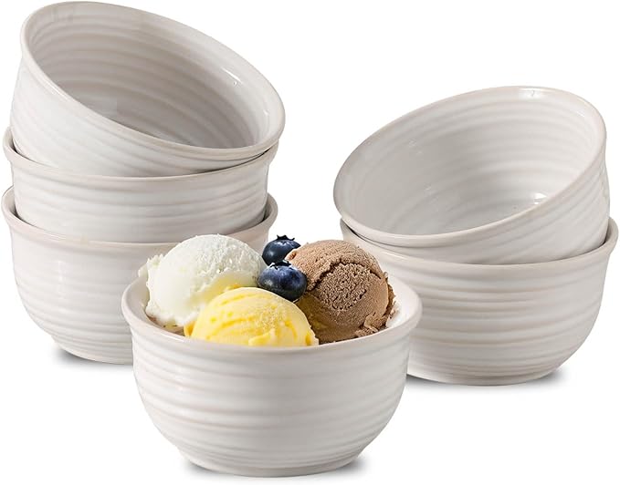 Soup Bowls, 20 Ounce Deep Ceramic Cereal Bowls for Kitchen Home, Serving Bowls Set of 6 Perfect for Oatmeal Rice Pasta Salad Dessert Breakfast, Microwave & Dishwasher Safe, Arctic White