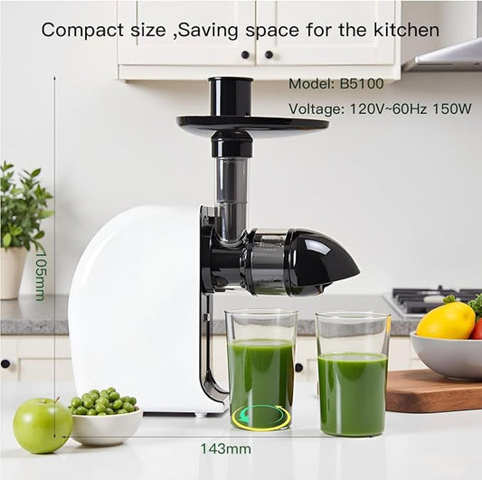 MegaWise Cold Press Slow Masticating Juicer – Quiet Motor, Soft & Hard Modes, Vegetable & Fruit Juice Extractor, Easy-to-Clean Design, High Juice Yield, Black