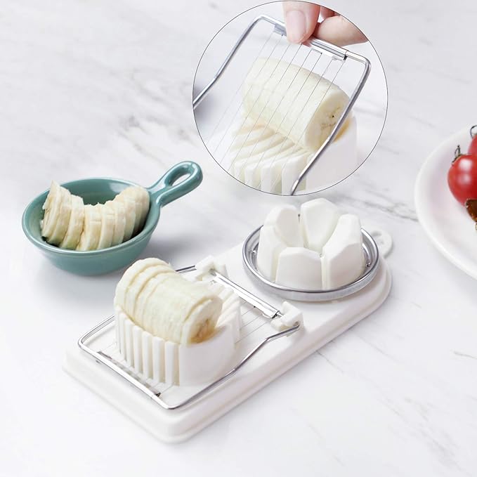 Egg Slicer Cutter,2 in 1 Stainless Steel Cutting Wires Egg Slicer Multi Purpose Egg Dicer & Wedger