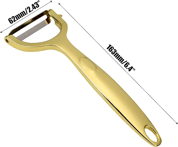 Gold Potato Peeler - Ultra Sharp Vegetable Peelers For Kitchen, No Rust Stainless Steel Serrated Y Peeler, Easy To Use With Durable Non Slip Ergonomic Grip For Carrot Fruits Veggie Kiwi, High Tensil