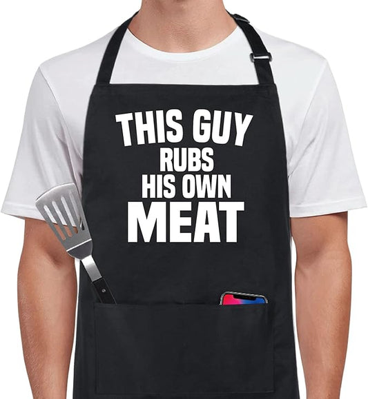 Xornis 100% Cotton Funny Apron with 2 Pockets for Men Women BBQ Grilling Adjustable Bib Black Aprons Gifts Cooking Kitchen
