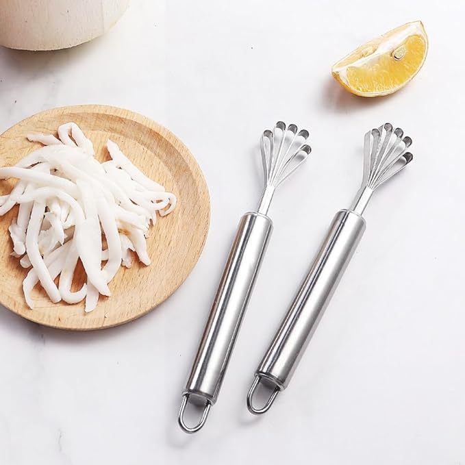 2 Pieces Stainless Steel Coconut Scraper Durable Coconut Meat Removal Multi-Purpose coconut shell Opener Melon Scraper Meat Removal for Safe Fruit Seed peel tool Meat Graters Peelers And Slicers
