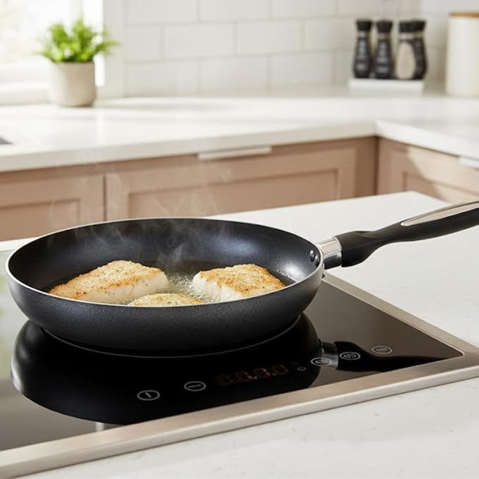 Alpine Cuisine Fry Pan 8 Inch Nonstick Coating Gray, Frying Pans Nonstick for Stove with Stay Cool & Comfortable Handle, Durable Nonstick Cookware, Ideal for Family