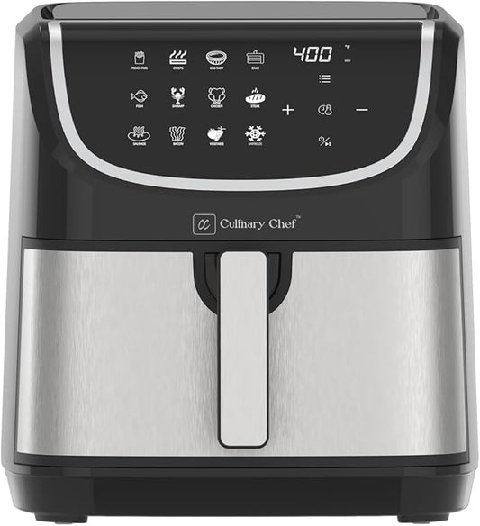 CULINARY CHEF EAF601-BLACK 6L Easy-to-Use Digital Air Fryer, 8.2qt, Black