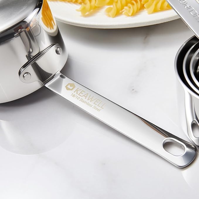KEAWELL Premium Dog and Cat Food Measuring Cup 18/10 Stainless Steel (1, 1 Cup)
