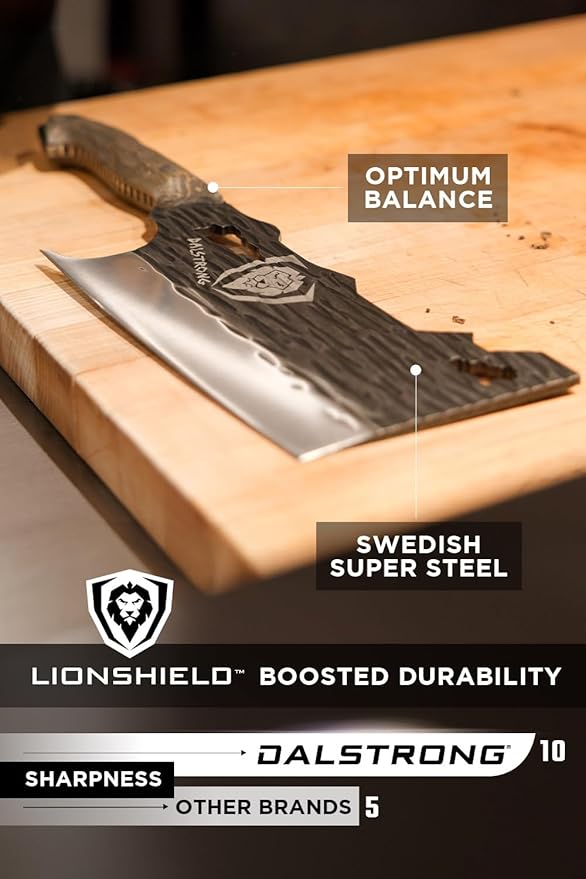 Dalstrong Obliterator Meat Cleaver Knife - 9 inch - Barbarian Series - Premium 7CR17MOV High Carbon Steel - Black Brown Stabilized Wood Handle - Massive Heavy Duty Knife with Sheath