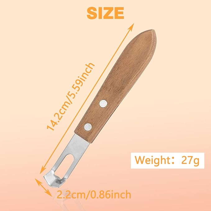 Cocktail Channel Knife with Walnut Wood Handle - Stainless Steel Bar Tool for Garnish, Citrus Zesting, and Peeling