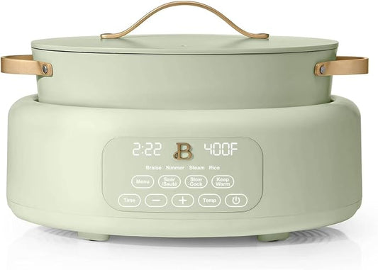 Beautiful 10-in-1 Electric MultiCooker 6 Quart - Programmable Slow Cooker, Sous Vide, Rice Cooker - Sleek Touch Timer & Delayed Start - Kitchen Appliance by Drew Barrymore (Sage Green)