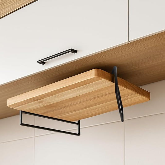 Under Cabinet Metal Cutting Board Rack - 2 Layer Vertical & Horizontal Hanger - Heavy Duty Cutting Board Holder