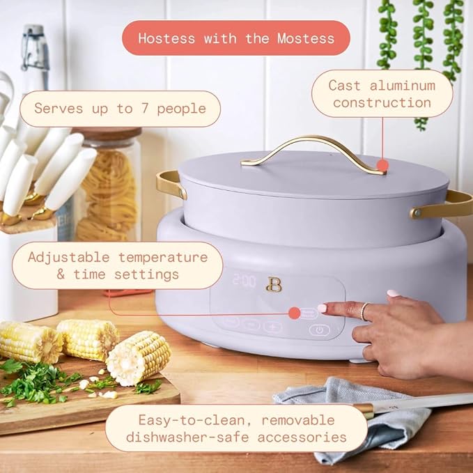 Beautiful 10-in-1 6-Qt Programmable Multi-Cooker with Oven-Safe Pot & 7 Presets – Slow Cook, Rice, Steam, Sauté (lavander)
