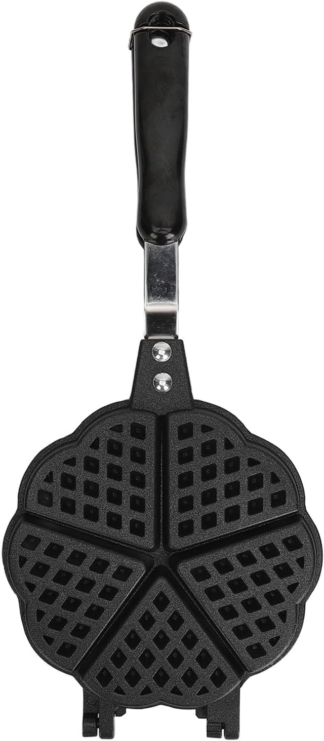 Waffle Maker Pan 5.9in, Aluminum Alloy Easy to Clean Stovetop Waffle Pan Sandwich Maker for Family Toast Breakfast Baking