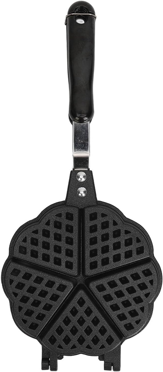 Waffle Maker Pan 5.9in, Aluminum Alloy Easy to Clean Stovetop Waffle Pan Sandwich Maker for Family Toast Breakfast Baking