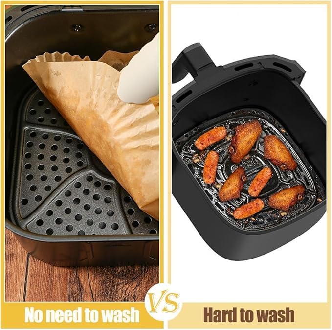 M-bestl 250 Pcs Air Fryer Liners Disposable,Food Grade Wood Pulp Parchment Paper Liners for Ninja DZ201 Dual Basket,Oil-proof& Non-stick(8.1x5.5 Inch,250Pcs)
