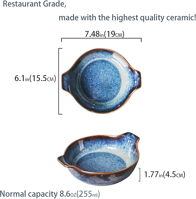 LIUYWYHCF Ceramics Au Gratin baking Dishes Set of 4, Baking Tray Bake ware, 8.6 oz Ramekins, for Pie Pan, Appetizer, Tart, Dessert, Quiche, Oven Small dish, individual dishes, Round 7.5 Inch