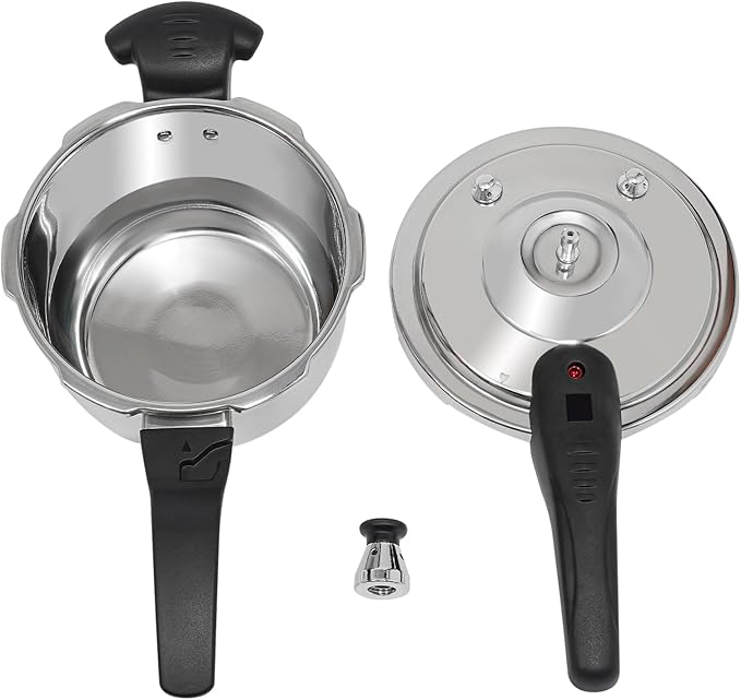 Bokknppo Stainless Steel Pressure Cooker Large Capacity 60Kpa Pressure Pot Explosion-proof Compound Bottom Pressure Canner with Pressure Limiting Valve for Gas Stove Induction Cooker (2L/0.53gal)