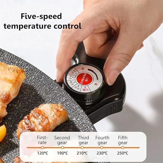 Non-Stick Electric Indoor Grill Pan, 11-15.74in Electric Griddle Nonstick, Multi-functional Korean Electric Indoor Grill, Smokeless Portable Electric Gril (40cm/16in)