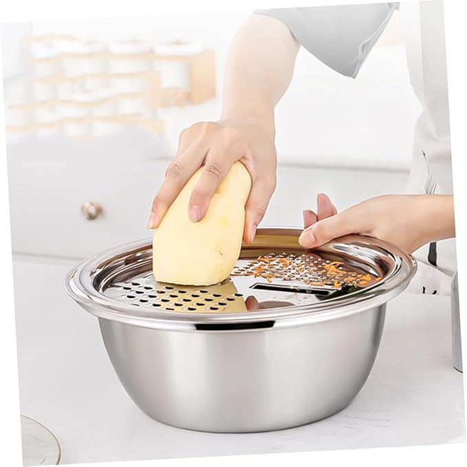 1Pc Stainless Steel Multi Purpose Grater Draining Tool for Vegetables Portable Slicing Washing Kitchen for Home Use