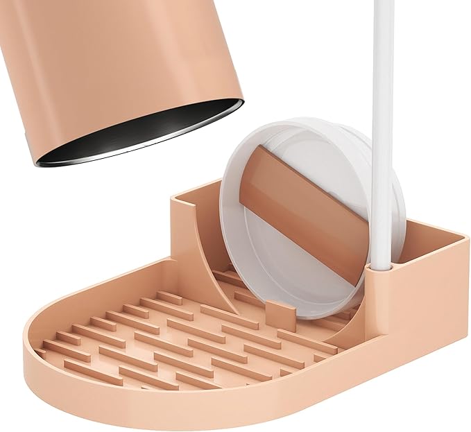 NiHome Silicone Water Bottle Drying Rack Compatible with Stanley Tumblers 20-40oz,Mugs, Wine Glasses, Compact Portable Cup Dryer Stand with Anti-Slip Base for Countertops, RVs & Travel (Cream Pink)