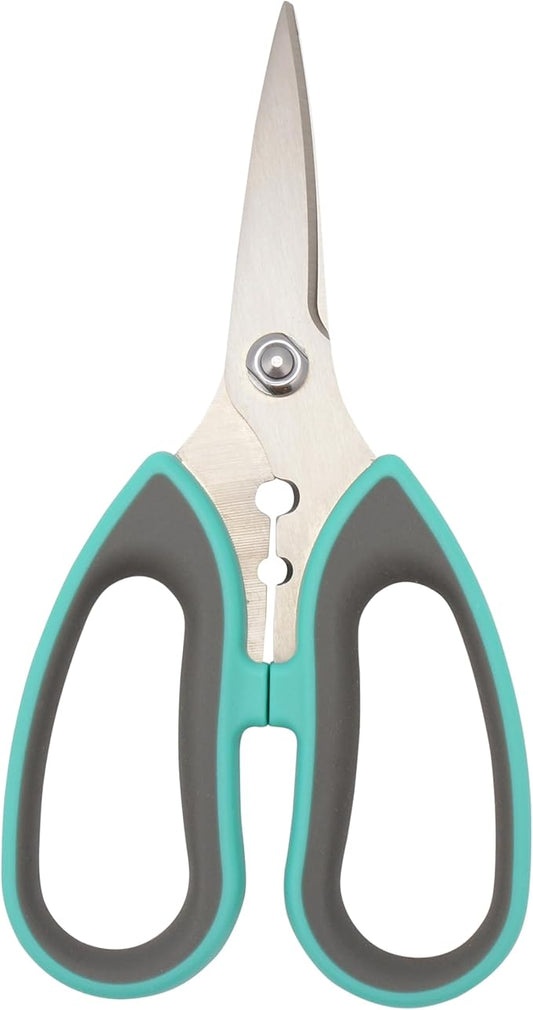 Westcott Titanium-Bonded Soft Handle Kitchen Shears for Herbs, Teal - 6.5-Inch Versatile Kitchen Shears with Precision Cutting Tips and Built-In Herb stripper for Easy Handling and Comfort