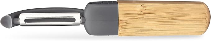 Full Circle Peel Good Collection Straight Peeler – Bamboo and Stainless Steel Fruit and Vegetable Peeler – Removable Swivel Head - Kitchen Tool for Carrots, Apples, Potatoes and More