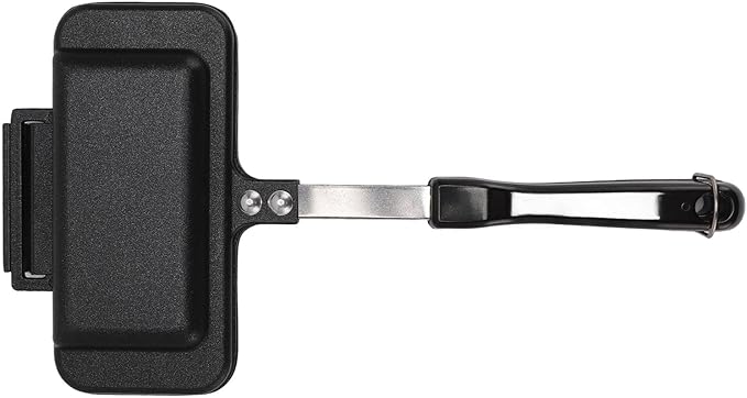 Nonstick Stovetop Waffle Maker Pan, Aluminum Waffle Pan for Family Breakfast, Portable Camping Waffle Maker with Long Handle for Even Heating and Easy Cleaning (Style 1)