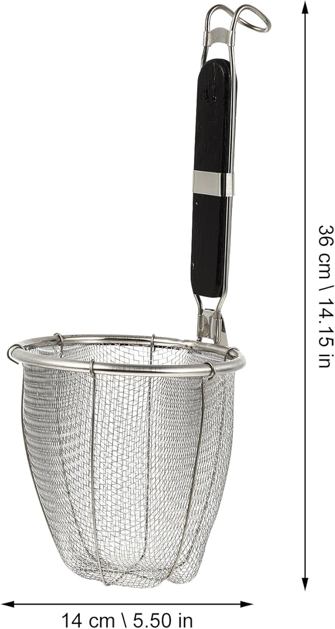 VILLCASE Noodle Cooking Basket 14 Inch Diameter Pasta Strainer with Handle for Boiling Noodles Dumplings Vegetables Kitchen Sifter