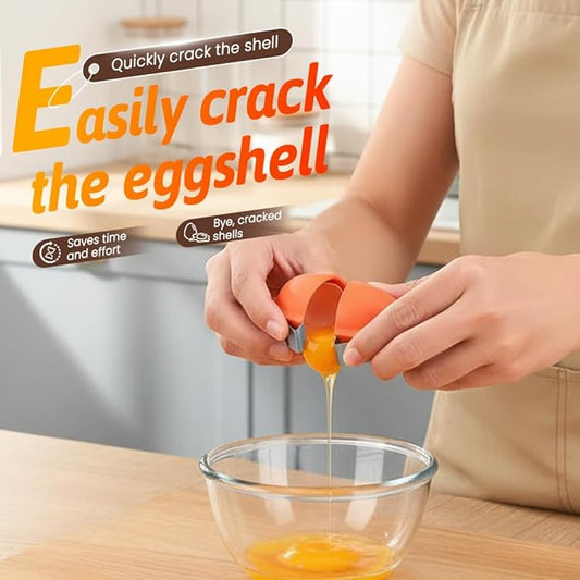 Egg Shell Opener, Upgrade Stainless Steel Eggs Cutter Eggs Cracker Tool, Eggs Separator Tools for Raw and Hard Boiled Eggs Peeler Shell Remover Kitchen Gadgets (Yellow)