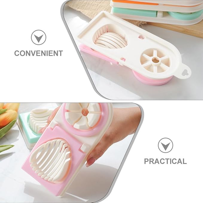 PRETYZOOM Multifunction Egg Cutter with Stainless Steel Wires 3 Slice Modes Hard Boiled Egg Slicer and Peeler Kitchen Gadget for Fruit and Vegetable Cutting 8-Inch Compact Design