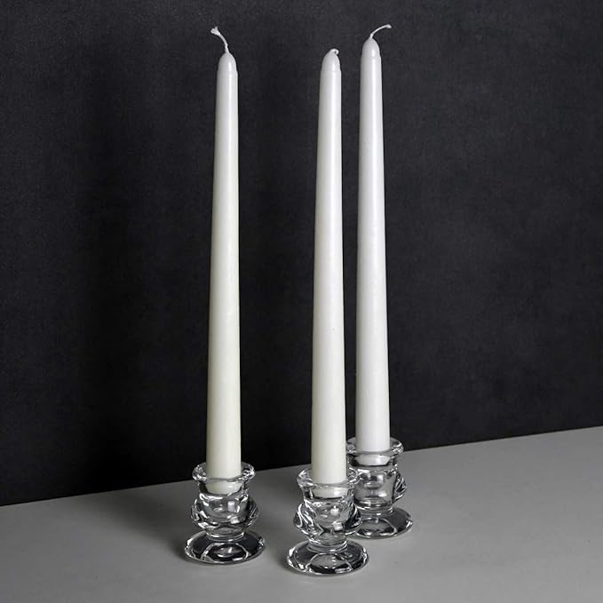 Clear Glass Candlestick Holders, Set of 2 Taper Candle Holders for Wedding, Decoration and Dinning
