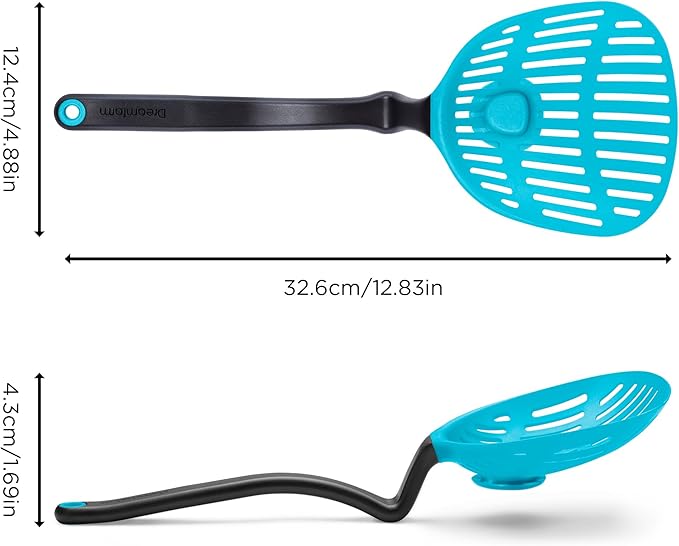 Dreamfarm Big Lestrain 2-In-1 Drip-Catching Sit-Up Slotted Cooking Spoon Scoop & Strainer - 13" Dreamfarm Blue
