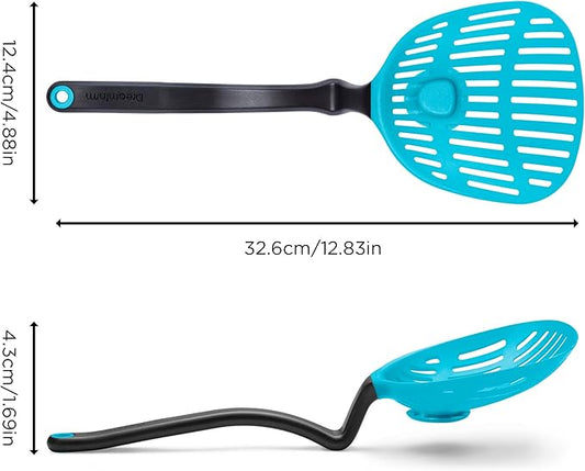 Dreamfarm Big Lestrain 2-In-1 Drip-Catching Sit-Up Slotted Cooking Spoon Scoop & Strainer - 13" Dreamfarm Blue
