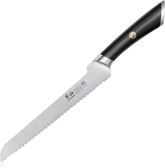 Cangshan ELBERT Series German Steel Forged 8" Offset Bread Knife (Black)