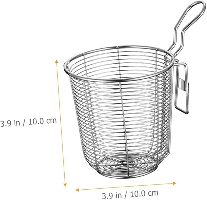PRETYZOOM Stainless Steel Noodle Strainer with Heat-Resistant Mesh and Hook 3.85 Inch Colander for Hot Pot Ramen Pasta Cooking Kitchen Supply