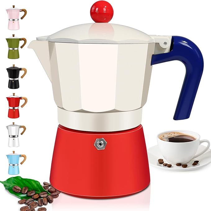 DITOSH 3 Cup Aluminum Espresso Stovetop Moka Pot Express Coffee Maker Percolator Italian Classic Mocha Coffee Machine for Italian and Cuban Cafe Brewing for Home & Camping 150ml 5oz
