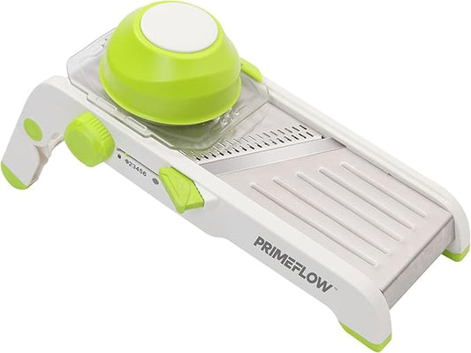 Adjustable Stainless Steel Mandoline Slicer – Multifunctional Vegetable Cutter & Julienne Tool with Safety Guard and Container – Ideal for Potatoes, Cucumbers, Carrots, Onions, Tomatoes