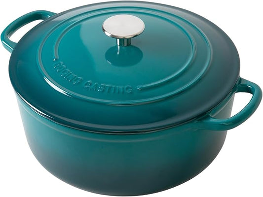 EDGING CASTING Dutch Ovens with Lid, Enameled Cast Iron Covered 5.5 Quart Dutch Oven with Dual Handle, Darkcyan