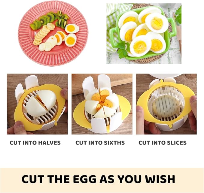 Upgraded Jawbush 3 in 1 Egg Slicer & Piercer Combo, Stainless Steel Blades for Hard Boiled Eggs and Soft Fruits, Heavy Duty and Dishwasher Safe
