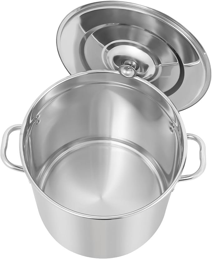 Stainless Steel Stock Pot w/Lid, Commercial Soup Cookware for Home/Restaurant/Hotels, for Stew/Simmering/Soup, Universal Stove Compatible (33L/34.8Qt.)