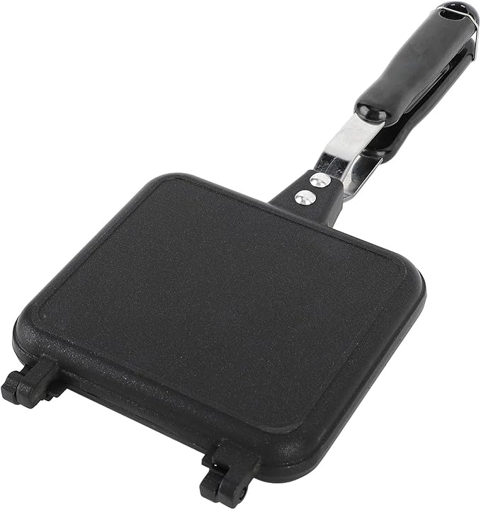 Sandwich Maker Non Stick Hot Sandwich Panini Maker with Handle Aluminum Alloy Grilled Panini Maker Frying Pan Uniform Heating Stovetop Toasted Sandwich Maker for Breakfast(Style 2)(Style 1)