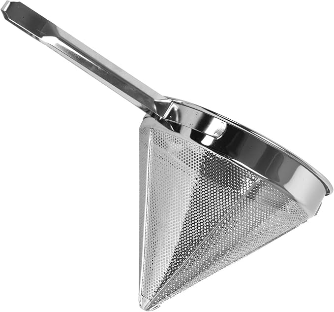 TrueCraftware- 2 qt. Stainless Steel 8" China Cap Strainer Fine Mesh- Cone Shaped Strainer Food Strainer Juice Strainer Kitchen Tools Food Colander For Straining Seeds Beans Sauces & More