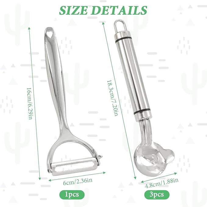 Cactus Peeler Tool 4 PCS, Multifunctional Cactus Peeling Knife Tool, Ergonomic Design, Easy to Clean, Suitable for Cooking Cactus Noodles in the Kitchen