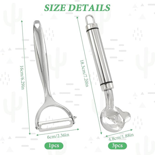 Cactus Peeler Tool 4 PCS, Multifunctional Cactus Peeling Knife Tool, Ergonomic Design, Easy to Clean, Suitable for Cooking Cactus Noodles in the Kitchen