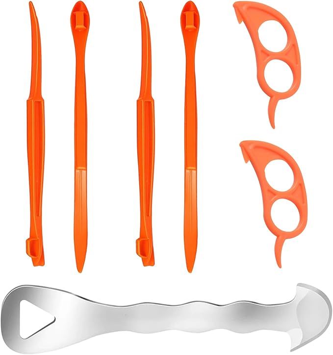 Orange Peeler Set,7-Piece Orange Peeler Tool Kit with 4 Long Handles, 2 Mouse-Shaped Peelers and 1 Stainless Steel Peeler, Durable Stainless Steel and Plastic Construction
