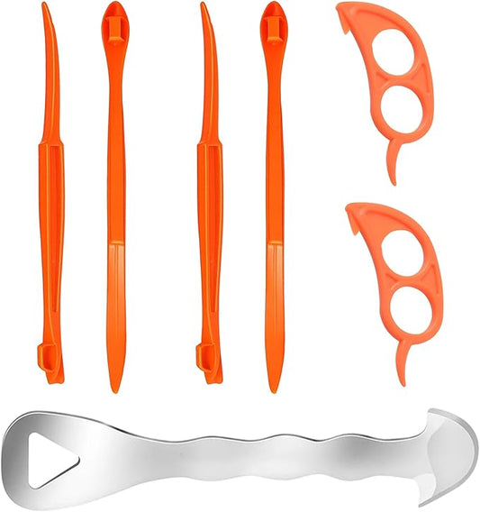 Orange Peeler Set,7-Piece Orange Peeler Tool Kit with 4 Long Handles, 2 Mouse-Shaped Peelers and 1 Stainless Steel Peeler, Durable Stainless Steel and Plastic Construction