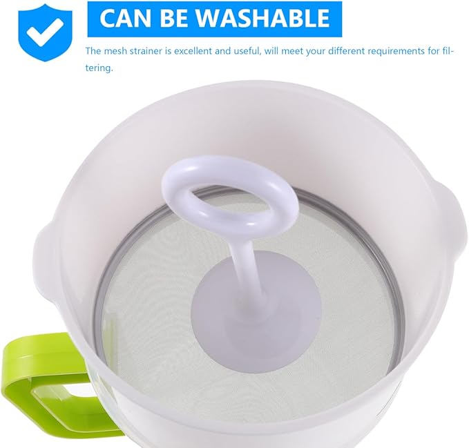 PRETYZOOM Soy Milk Filter Cup Set with Fine Mesh Strainer and Cleaning Brush Reusable Food Strainer for Juice Yogurt Nut Milk and Tea Filtration 8.50 Inch Diameter