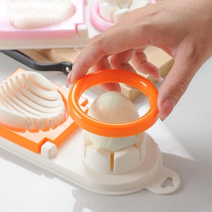 Zerodeko Multifunctional Egg Slicer Boiled Egg Cutter Dual-head Design Orange Plastic Kitchen Gadget Home Use Fruit Slicing Tool