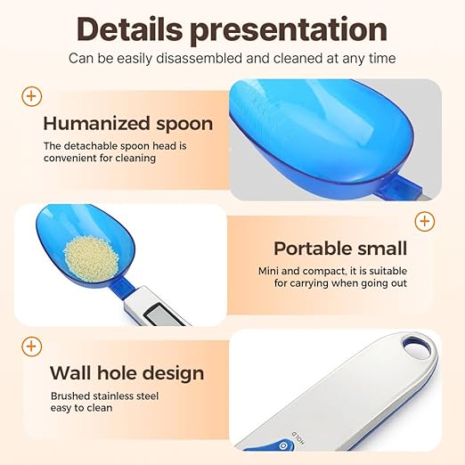 2026 New Grams Digital Kitchen Measuring Spoon, Spoon Electronic Scale Spoon Weighing Three Different Specifications Food Scale Spoon with Scale Design, Weight 500 Grams Support Unit g/oz/gn/ct (2)